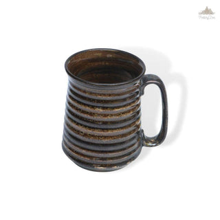 Rustic Dark Brown PotteryDen Beer Mug | Height 12 cm | Diameter 9 cm | Hand Painted |  Set of 1 | Ceramic Pottery | Ideal for drinking beer - PotteryDen