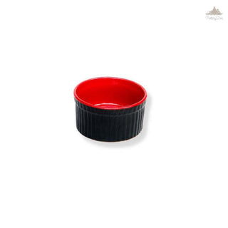 Black and Red Ramekin | Height 4.5 cm | Diameter 8.5 cm | Hand Painted |  Set of 1 | Ceramic Pottery | Ideal for baking souffle - PotteryDen