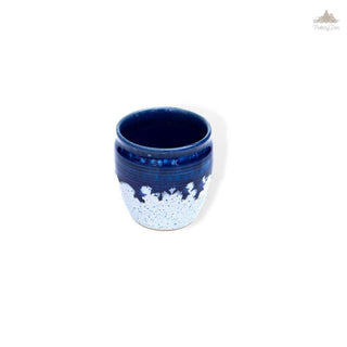 Blue with Santorini white speckles PotteryDen Kulhad - 100 ml| Hand Painted |  Set of 1 | Ceramic Pottery | Ideal for Tea Coffee and cold beverage - PotteryDen