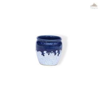 Blue with Santorini white speckles PotteryDen Kulhad - 100 ml| Hand Painted |  Set of 1 | Ceramic Pottery | Ideal for Tea Coffee and cold beverage - PotteryDen