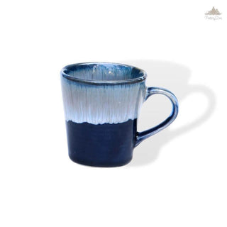 Blue shaded coffee mug | Height 8.5 cm | Diameter 8.5 cm |  Hand Painted |  Set of 1 | Ceramic Pottery | Ideal for Tea and Coffee - PotteryDen