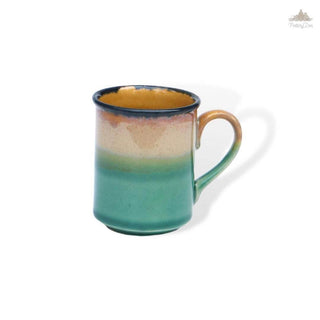 Green and mustard coffee mug | Height 8 cm | Diameter 6.5 cm | Hand Painted |  Set of 1 | Ceramic Pottery | Ideal for Tea and Coffee - PotteryDen