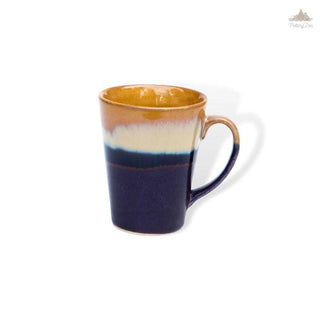 Purple and mustard coffee mug| Height 10 cm | Diameter 8.5 cm | Hand Painted |  Set of 1 | Ceramic Pottery | Ideal for Tea and Coffee - PotteryDen