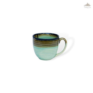 Pista green oval coffee mug | Height 8 cm | Diameter 9.5 cm | Hand Painted |  Set of 1 | Ceramic Pottery | Ideal for Tea and Coffee - PotteryDen