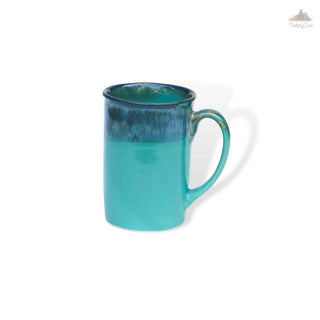 Teal green with blue coffee mug | Height 10 cm | Diameter 7 cm | Hand Painted |  Set of 1 | Ceramic Pottery | Ideal for Tea and Coffee - PotteryDen