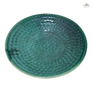 Green Thumbprint Bowl | Height 5 cm | Diameter 24.5 cm | Hand Painted |  Set of 1 | Ceramic Pottery | Ideal for serving food items - PotteryDen