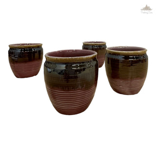 Onion Pink and Brown shaded  PotteryDen Kulhad - 100 ml| Hand Painted |  Set of 4  | Ceramic Pottery | Ideal for Tea Coffee and cold beverage - PotteryDen