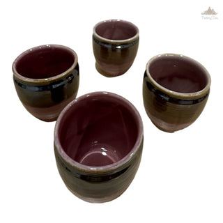 Onion Pink and Brown shaded  PotteryDen Kulhad - 100 ml| Hand Painted |  Set of 4  | Ceramic Pottery | Ideal for Tea Coffee and cold beverage - PotteryDen