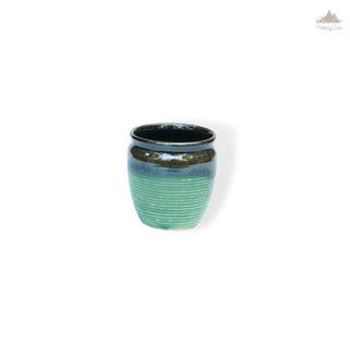 Pastel Green and Black PotteryDen Kulhad | Height 8 cm | Diameter 7 cm | 100 ml| Hand Painted |  Set of 1 | Ceramic Pottery | Ideal for Tea Coffee and cold beverage - PotteryDen