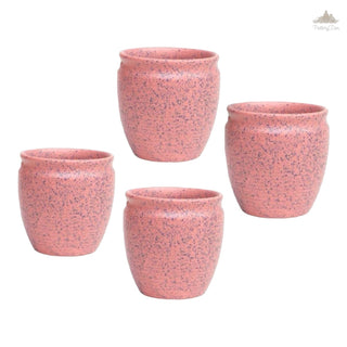 Pink with black speckles PotteryDen Kulhad - 100 ml| Hand Painted |  Set of 4 | Ceramic Pottery | Ideal for Tea Coffee and cold beverage - PotteryDen